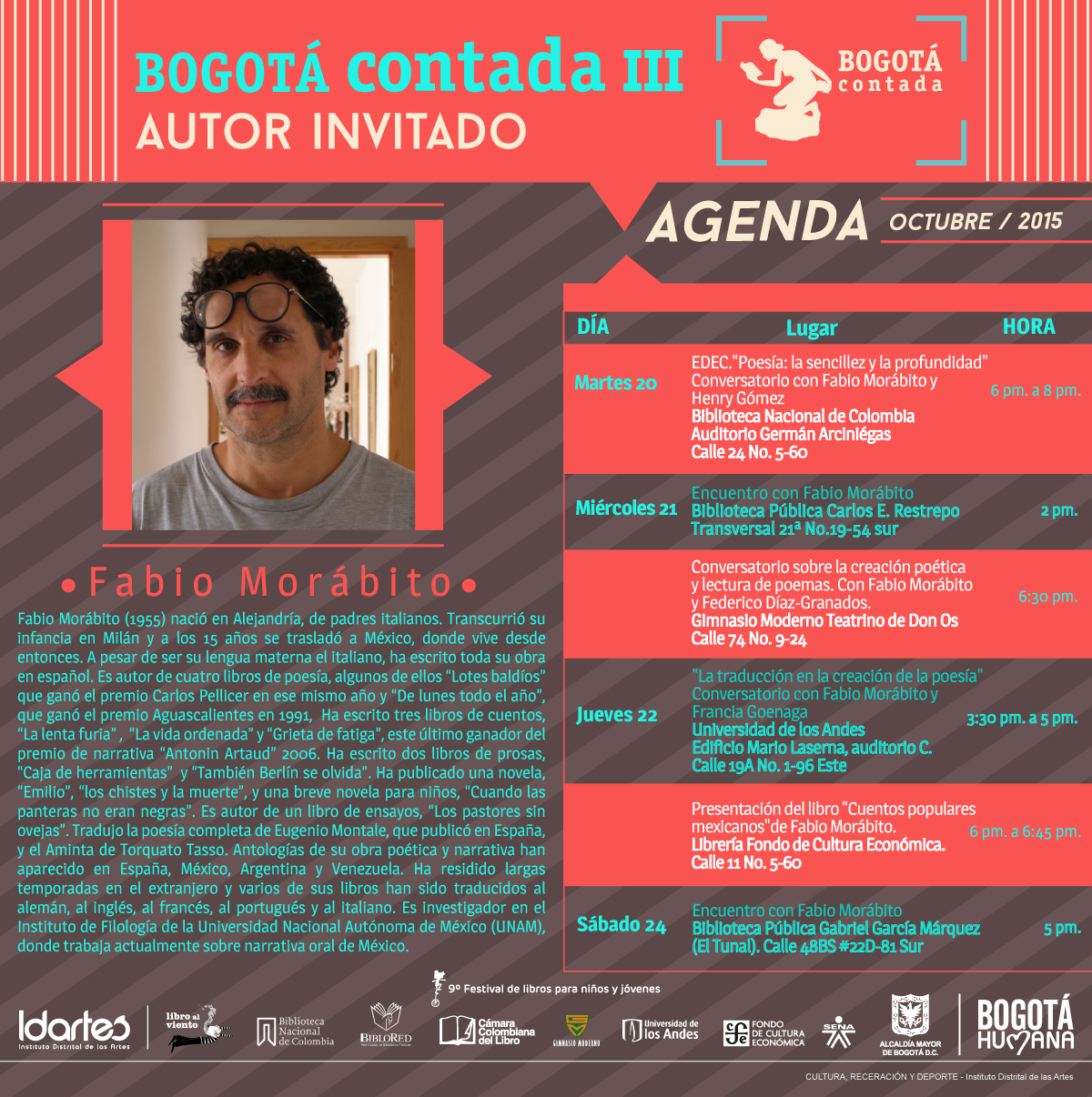 Fabio Morábito en Bogotá - Agenda de actividades